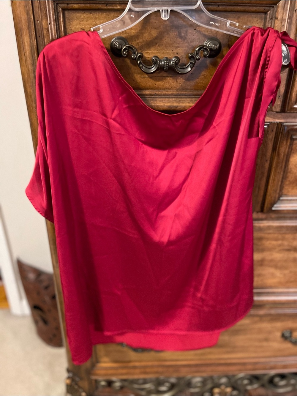 torrid Red Satin One-Shoulder Blouse
